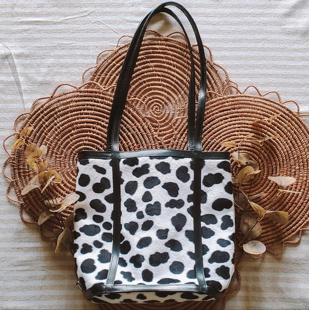 Vintage Cow Print Tote Bag